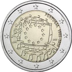 Obverse of Portugal 2 euros 2015 - 30th anniversary of the EU flag