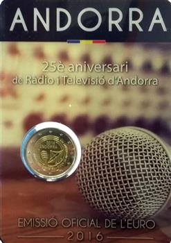 Obverse of Andorra 2 euros 2016 - Radio and Television