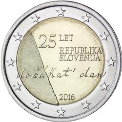 Obverse of Slovenia 2 euros 2016 - 25th anniversary of Independence
