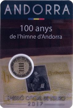 Obverse of Andorra 2 euros 2017 - 100 years of the anthem of Andorra