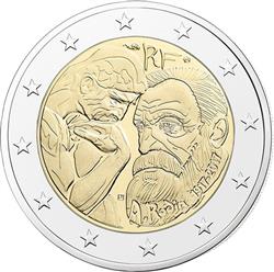 Obverse of France 2 euros 2017 - Auguste Rodin