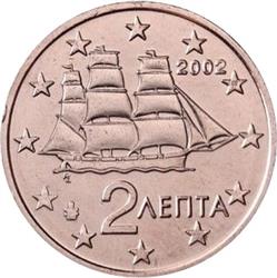 Obverse of Greece 2 cents 2002 - Corvette 