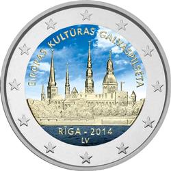 Obverse of Latvia 2 euros 2014 - Riga - European Capital of Culture 2014