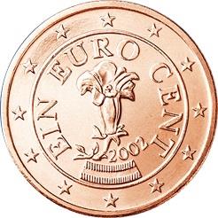 Obverse of Austria 1 cent 2005 - The gentian, a flower of the Austrian Alps