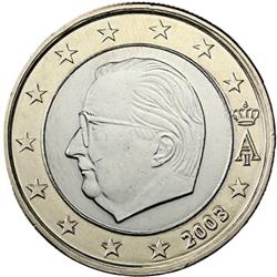 Obverse of Belgium 1 euro 2003 - Effigy and monogram of King Albert II