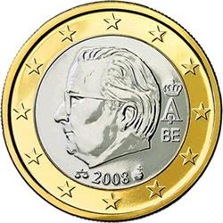 Obverse of Belgium 1 euro 2009 - Effigy and monogram of King Albert II