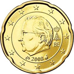 Obverse of Belgium 20 cents 2010 - Effigy and monogram of King Albert II