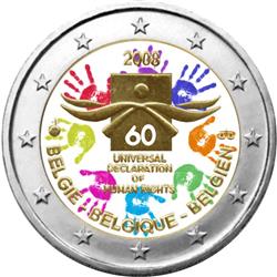 Obverse of Belgium 2 euros 2008 - 60th Anniversary of the Universal Declaration of Human Rights