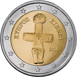 Obverse of Cyprus 2 euros 2008 - The Idol of Pomos