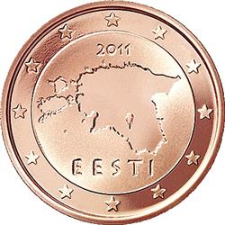 Obverse of Estonia 1 cent 2011 - Geographical image of Estonia