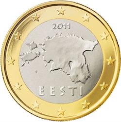 Obverse of Estonia 1 euro 2011 - Geographical image of Estonia