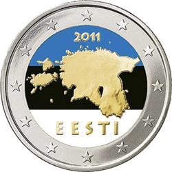 Obverse of Estonia 2 euros 2011 - Geographical image of Estonia