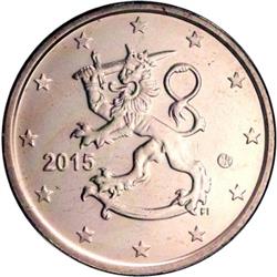 Obverse of Finland 2 cents 2015 - The heraldic lion of Finland