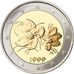 Obverse of Finland 2 euros 2003 - The fruit and leaves of the cloudberry