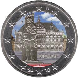 Obverse of Germany 2 euros 2010 - City Hall and Roland - Bremen