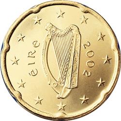 Obverse of Ireland 20 cents 2013 - Celtic Harp