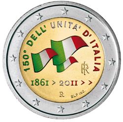 Obverse of Italy 2 euros 2011 - 150th Anniversary of Italian unification