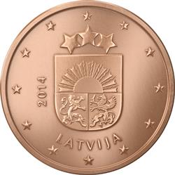Obverse of Latvia 1 cent 2014 - Coat of arms of Latvia