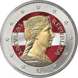 Obverse of Latvia 2 euros 2014 - Latvian maiden