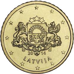 Obverse of Latvia 50 cents 2014 - Greater coat of arms of Latvia