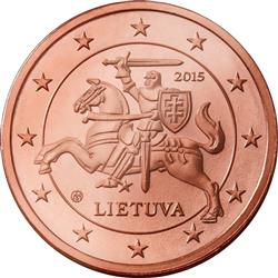 Obverse of Lithuania 2 cents 2015 - Vytis