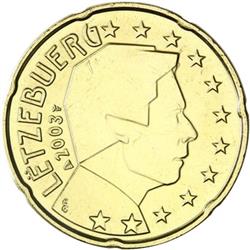 Obverse of Luxembourg 20 cents 2002 - The Grand Duke Henri