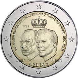 Obverse of Luxembourg 2 euros 2014 - Grand Duke Jean Accession to the Throne