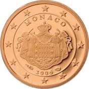 Obverse of Monaco 1 cent 2013 - Grimaldi coat of arms