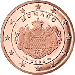 Obverse of Monaco 2 cents 2009 - Grimaldi coat of arms
