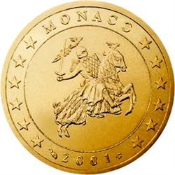 Obverse of Monaco 50 cents 2003 - The monogram of Prince Albert II
