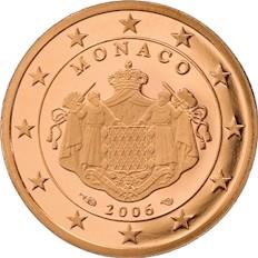 Obverse of Monaco 5 cents 2011 - Grimaldi coat of arms