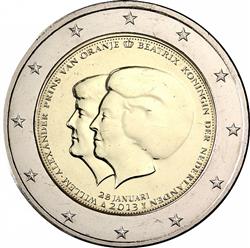 Obverse of Netherlands 2 euros 2013 - Change of Throne Announcement