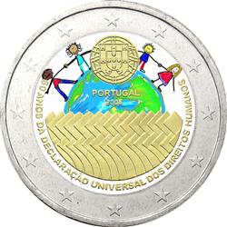 Obverse of Portugal 2 euros 2008 - 60th Anniversary of the Universal Declaration of Human Rights