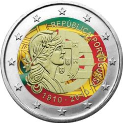Obverse of Portugal 2 euros 2010 - Centenary of the Portuguese Republic