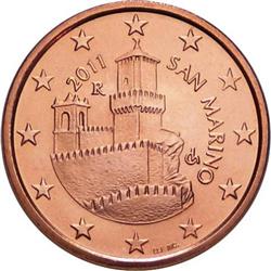Obverse of San Marino 5 cents 2006 - First tower - La Guaita