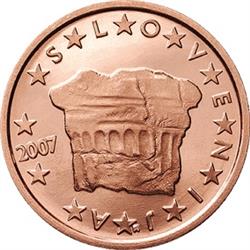 Obverse of Slovenia 2 cents 2007 - Sovereign Enthronement Stone