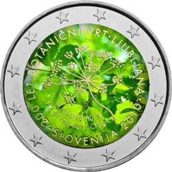 Obverse of Slovenia 2 euros 2010 - 200th anniversary of the botanical garden in Ljubljana