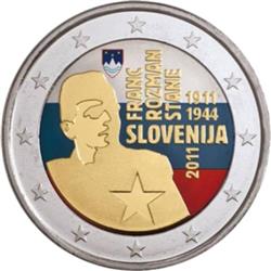 Obverse of Slovenia 2 euros 2011 - 100th Birthday of Franc Rozman - Stane