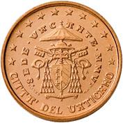 Obverse of Vatican 1 cent 2005 - Sede Vacante