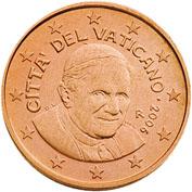 Obverse of Vatican 1 cent 2011 - Portrait of His Holiness Pope Benedict XVI