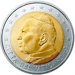 Obverse of Vatican 2 euros 2002 - Portrait of His Holiness Pope John Paul II