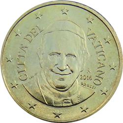Obverse of Vatican 50 cents 2014 - Portrait of His Holiness Pope Benedict XVI