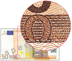 Microprinting on euro banknotes