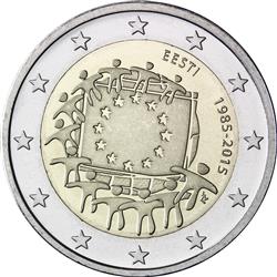 Obverse of Estonia 2 euros 2015 - 30th anniversary of the EU flag