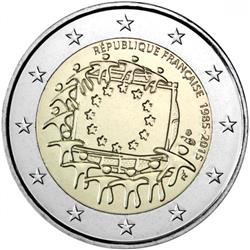Obverse of France 2 euros 2015 - 30th anniversary of the EU flag