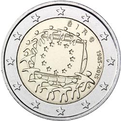 Obverse of Ireland 2 euros 2015 - 30th anniversary of the EU flag