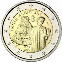 Obverse of Italy 2 euros 2015 - 750th Anniversary of Dante Alighieri