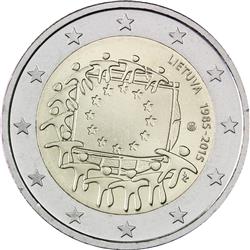 Obverse of Lithuania 2 euros 2015 - 30th anniversary of the EU flag
