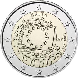 Obverse of Malta 2 euros 2015 - 30th anniversary of the EU flag