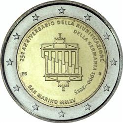 Obverse of San Marino 2 euros 2015 - 25 Years German Reunification